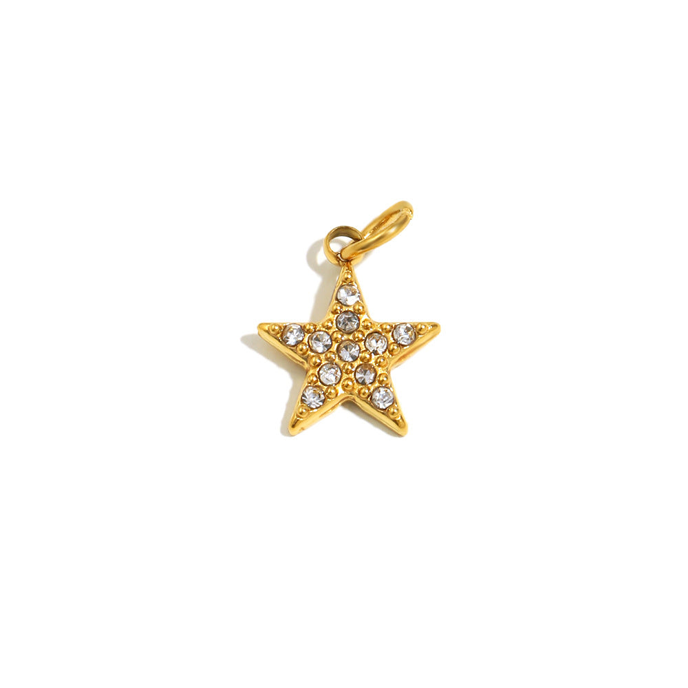 18K Gold Plated Stainless Steel Bow Star Charm Bar for Women