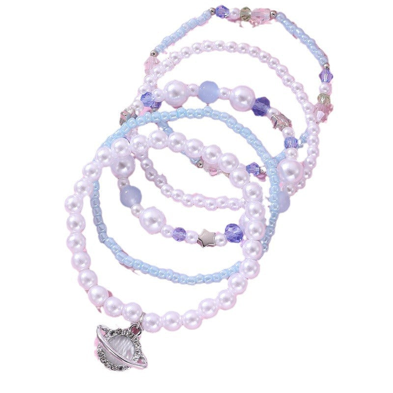 Pulsera de resina con colgante de cereza hecha a mano para niñas, diseño de estrella estilo princesa