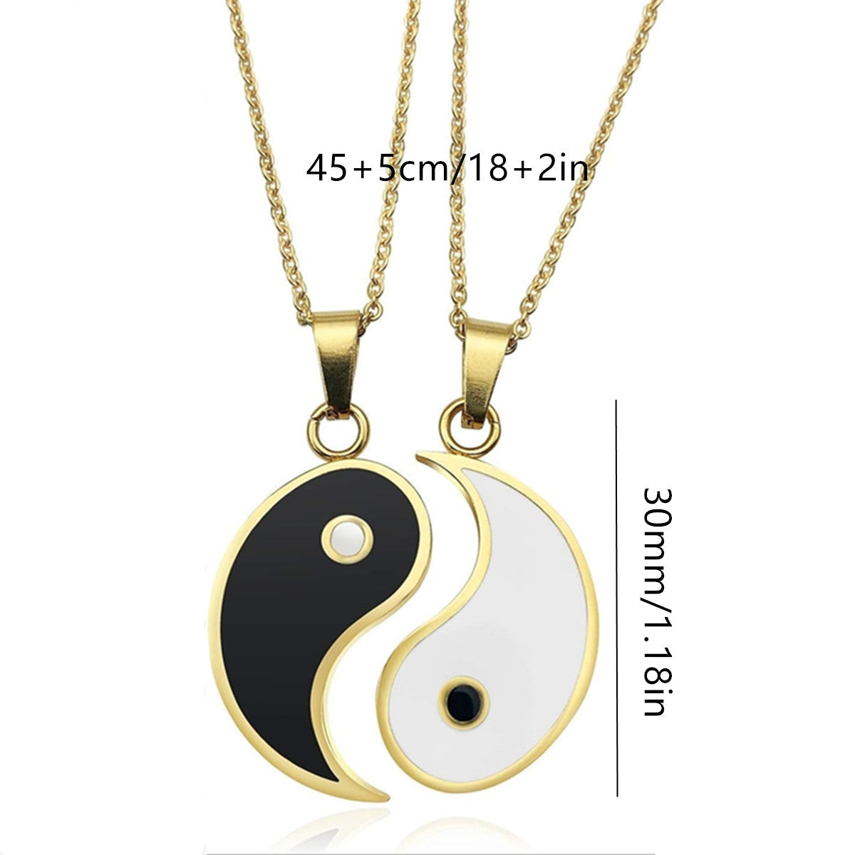 Sweet and Edgy Geometric Yin Yang Pendant Necklace in Stainless Steel with Plated Finish for Unisex Everyday Wear