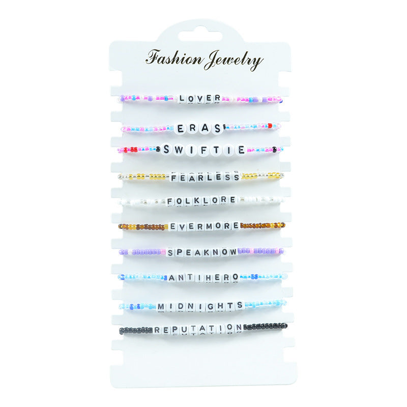 Colorful Letter Number Beaded Stretch Bracelet Set Resin Unisex