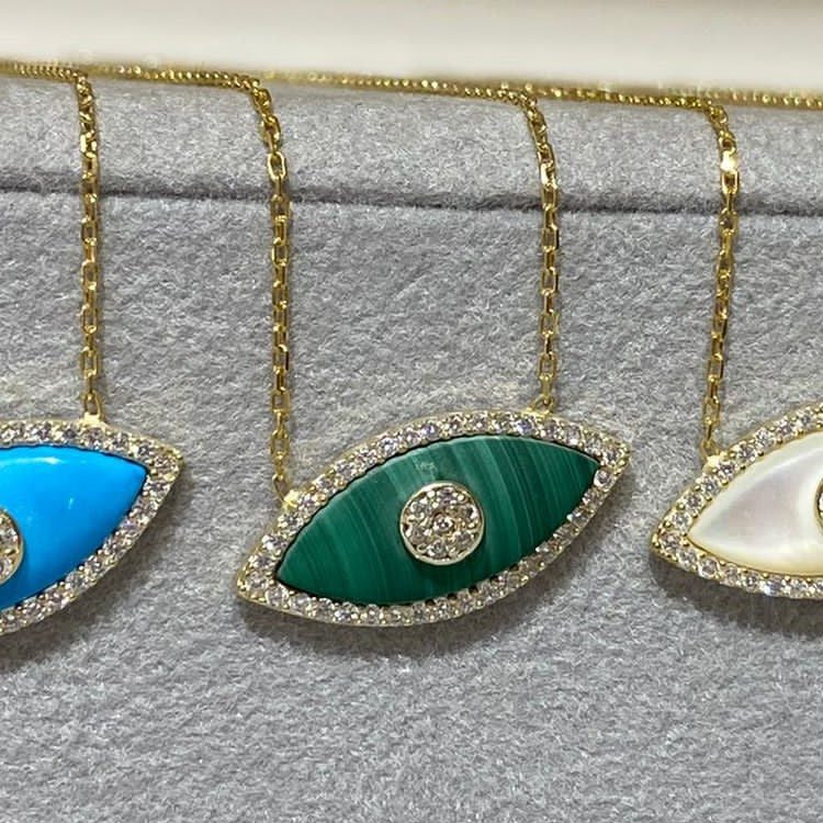 Fashion-Forward Teardrop-Shaped Evil Eye Pendant Necklace in Copper with Titanium Steel Charm and 18K Gold Plating