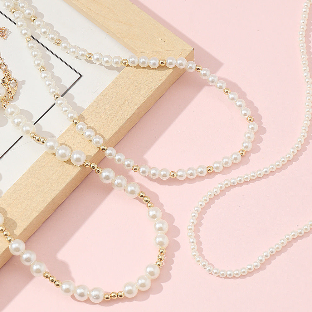 Dolce Collana Minimalista in Resina Stile Perla per Ragazze con Girocollo Regolabile a Catena di Perline Rotonde