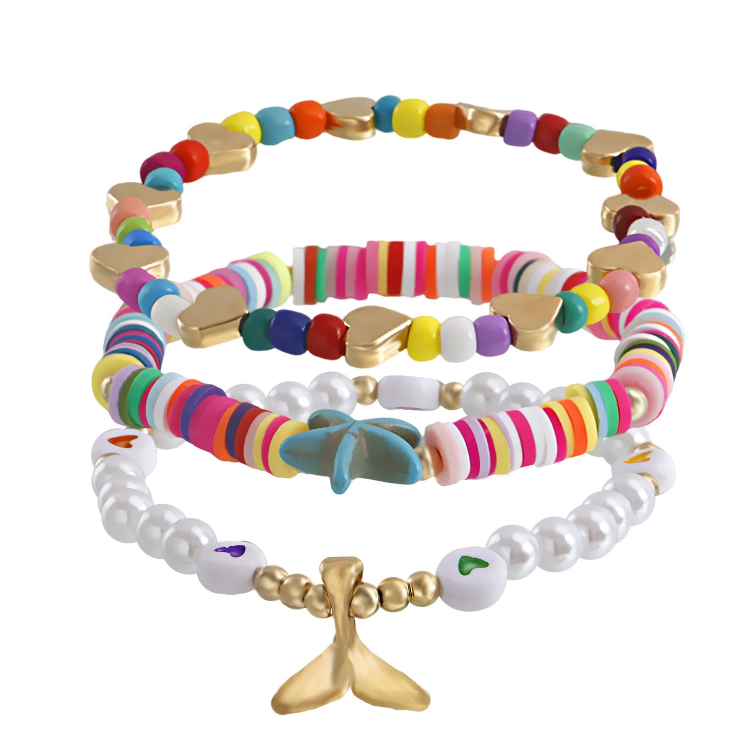 Bohemian Starfish Bracelet for Women in Alloy with Plated Finish Geometric Design Beach Mermaid Tail Theme