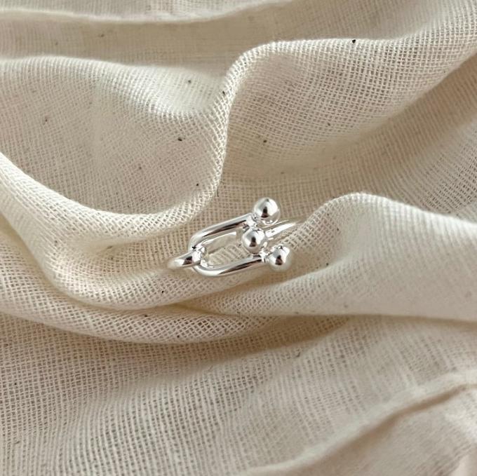 Anello a cuore minimalista in stile francese in argento sterling 925 da donna con design a doppio anello