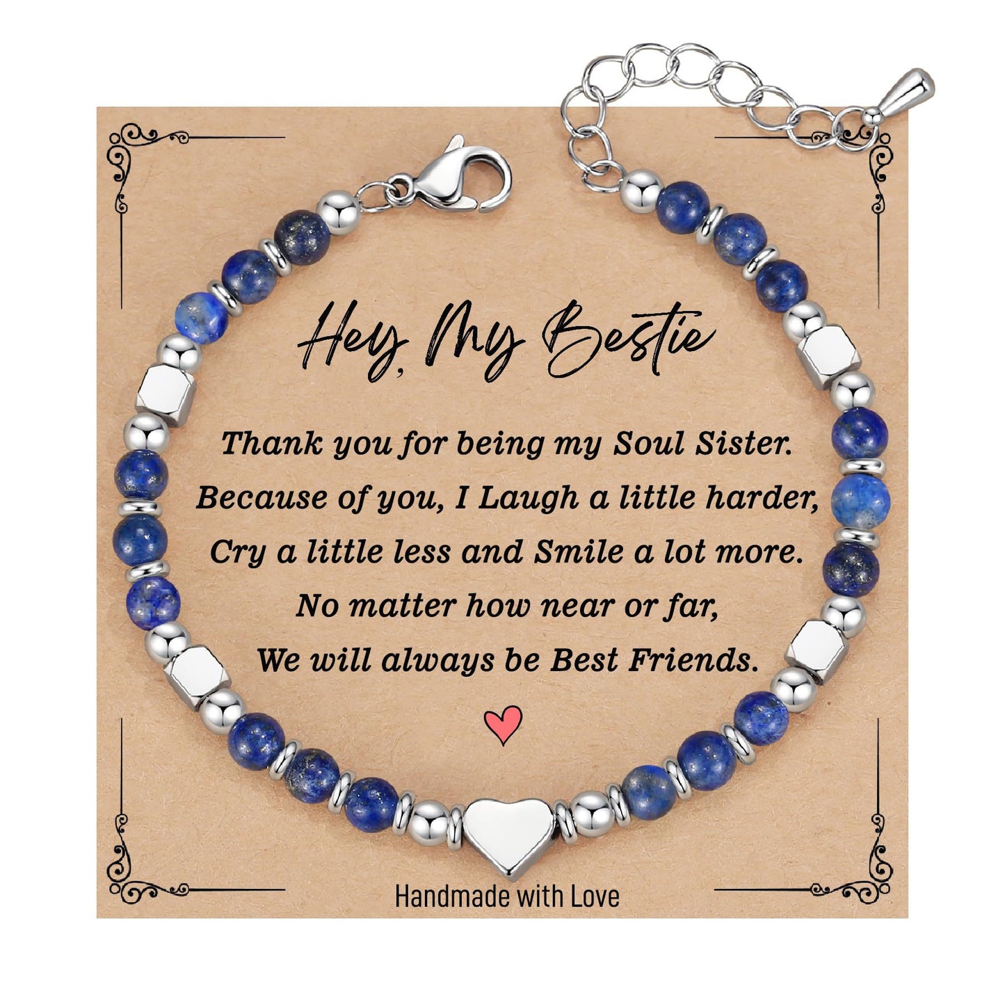 Fashion Heart Shaped Crystal Beaded Stainless Steel Bracelet for Women