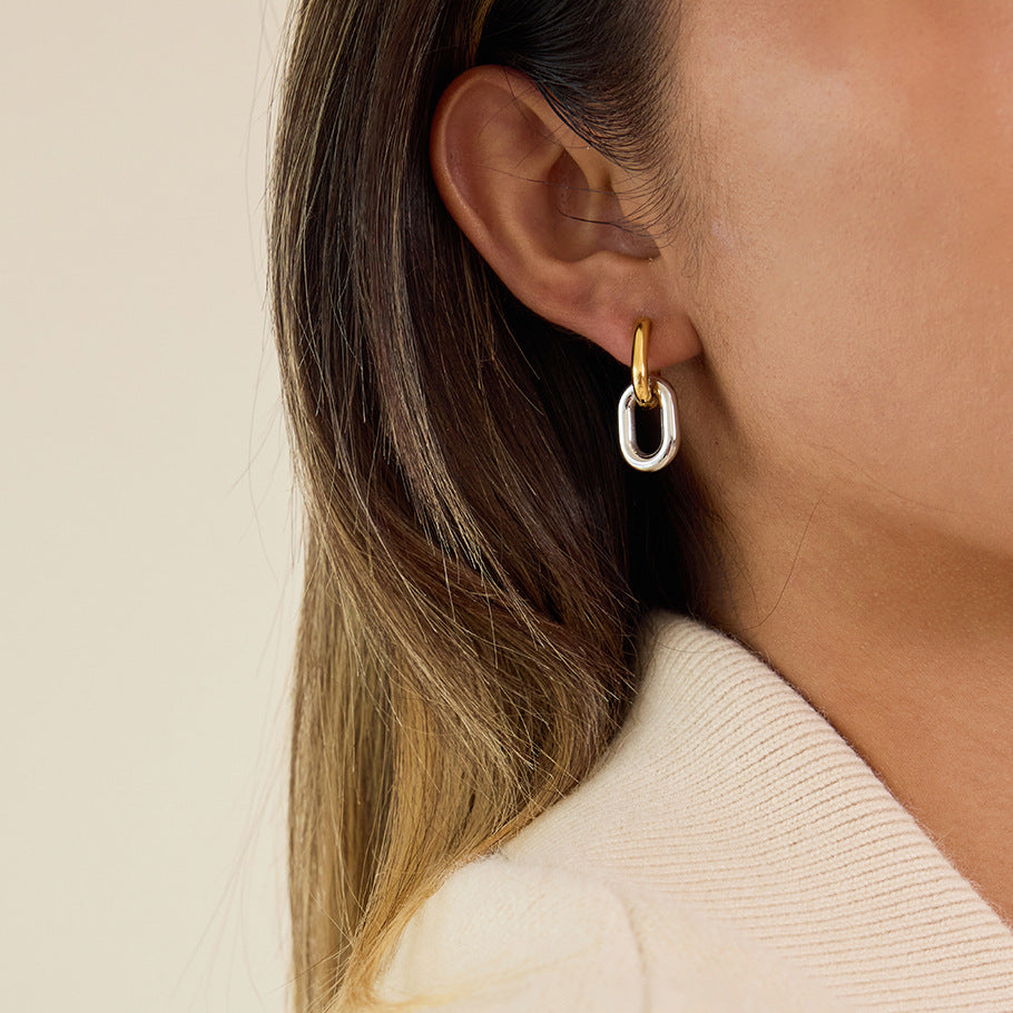 Orecchini a Cerchio Geometrici Minimalisti da Donna in Acciaio Inossidabile con Finitura Placcata Ipoallergenici Leggeri Gioielli di Lusso