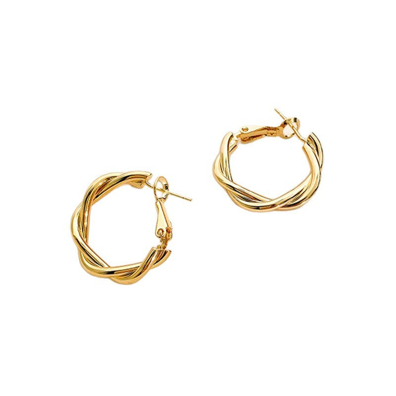 Orecchini da donna geometrici minimalisti in metallo con finitura lucida e placcatura in oro, per l'uso quotidiano