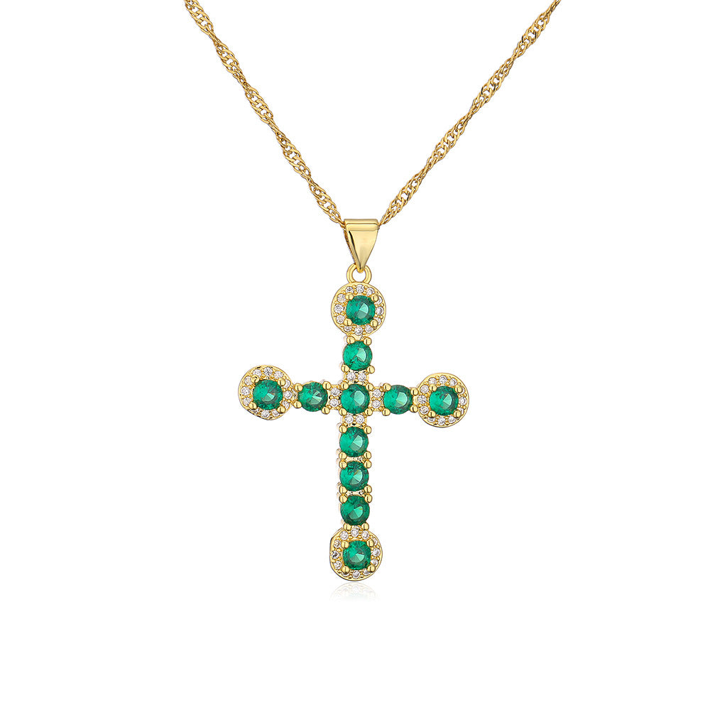 Collana pendente geometrica minimalista vintage da donna con base in rame placcata in oro 18 carati e intarsio di zirconi