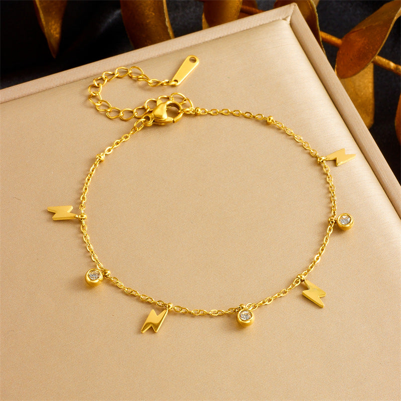 Minimalist Gold Plated Stainless Steel Butterfly Round Crown Eye Pendant Necklace and Bracelet Set for Women