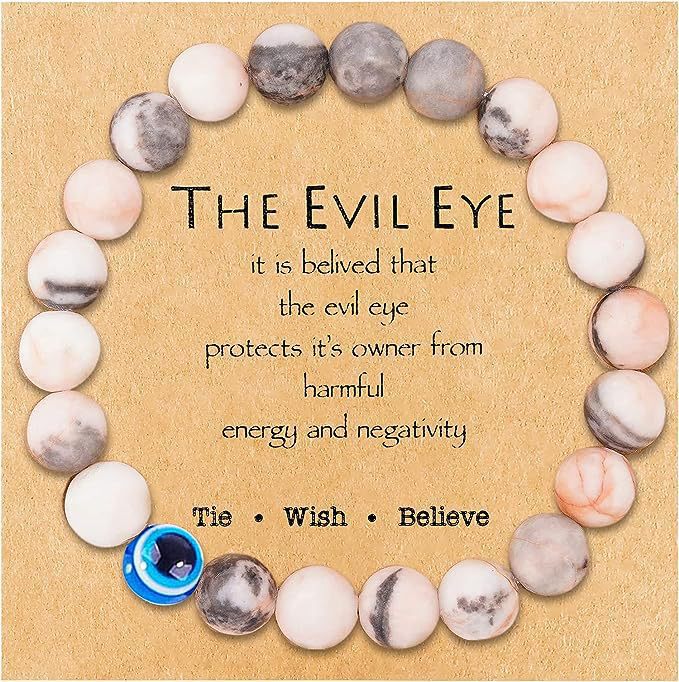 Minimalist Business Round Geometric Agate Crystal Evil Eye Bracelet Unisex Handmade Jewelry