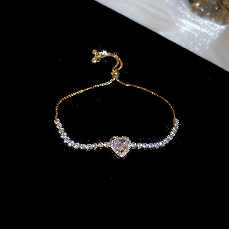 Luxury Elegant Geometric Alloy Plated Bracelet with Cubic Zirconia for Women