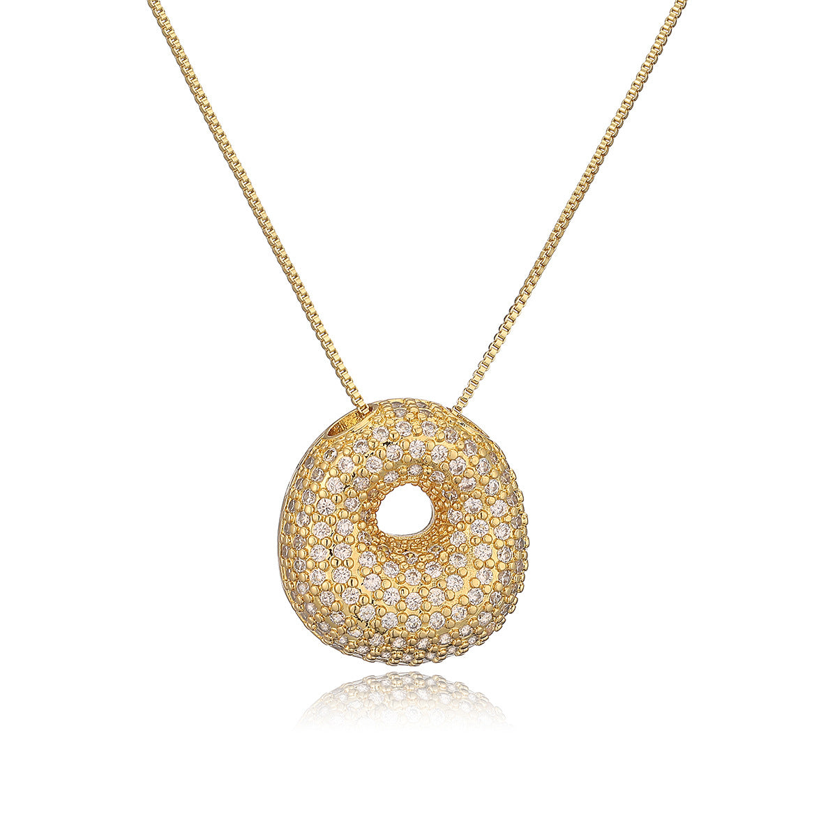 Collana a forma di lettera minimalista in rame placcato oro vero da donna
