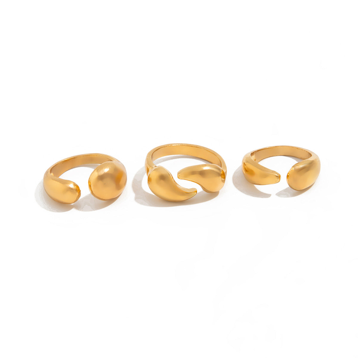 Minimalist Oval Teardrop Alloy Plated Bracelet and Ring Set for Women