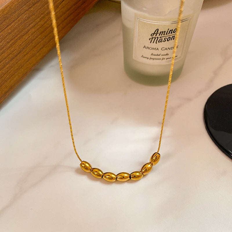 Minimalist Luxury Gold Plated Oval Geometric Titanium Steel Necklace