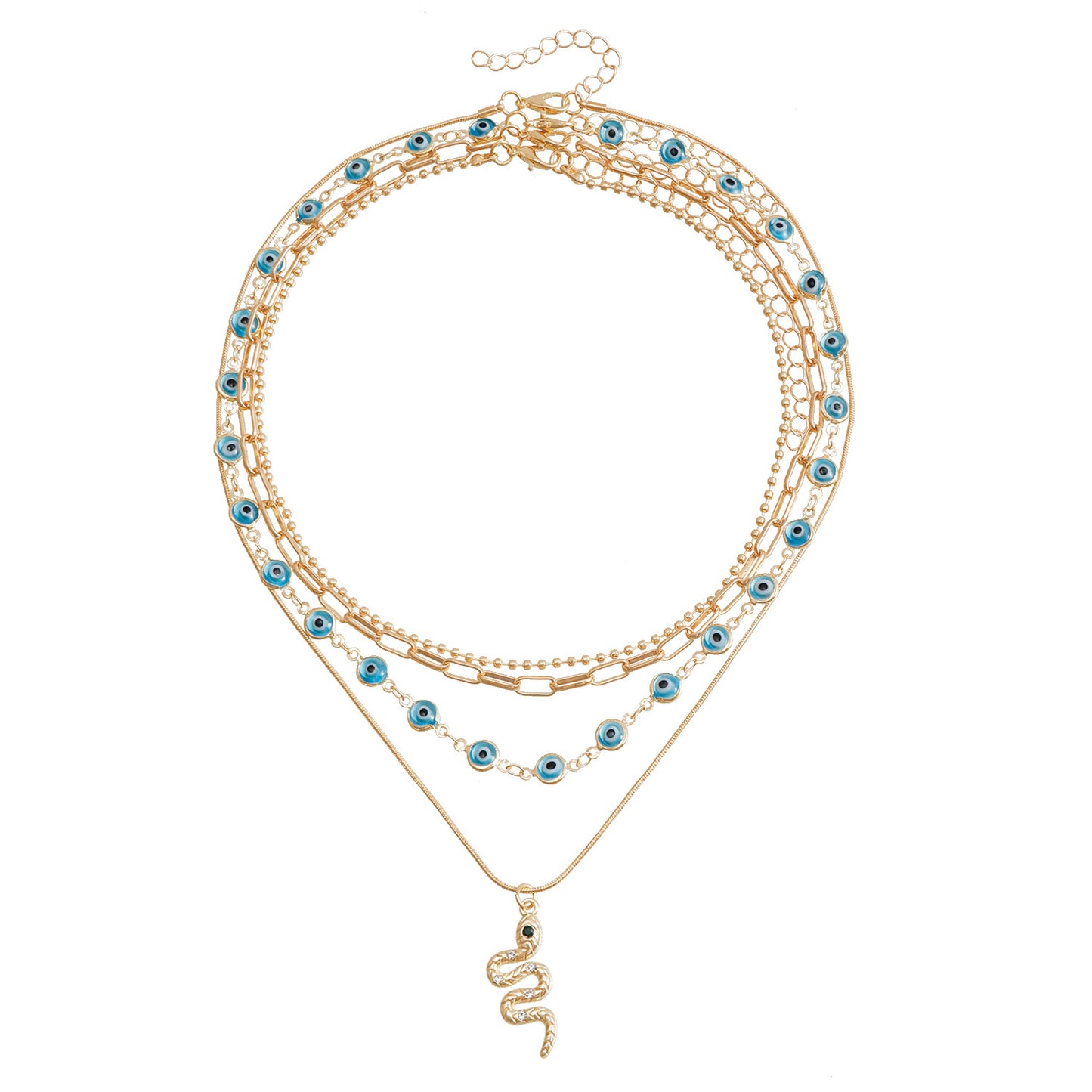 Dark Aesthetic Evil Eye Disc Pendant Necklace with Snake Chain Design in Alloy with Electroplating Finish for Women