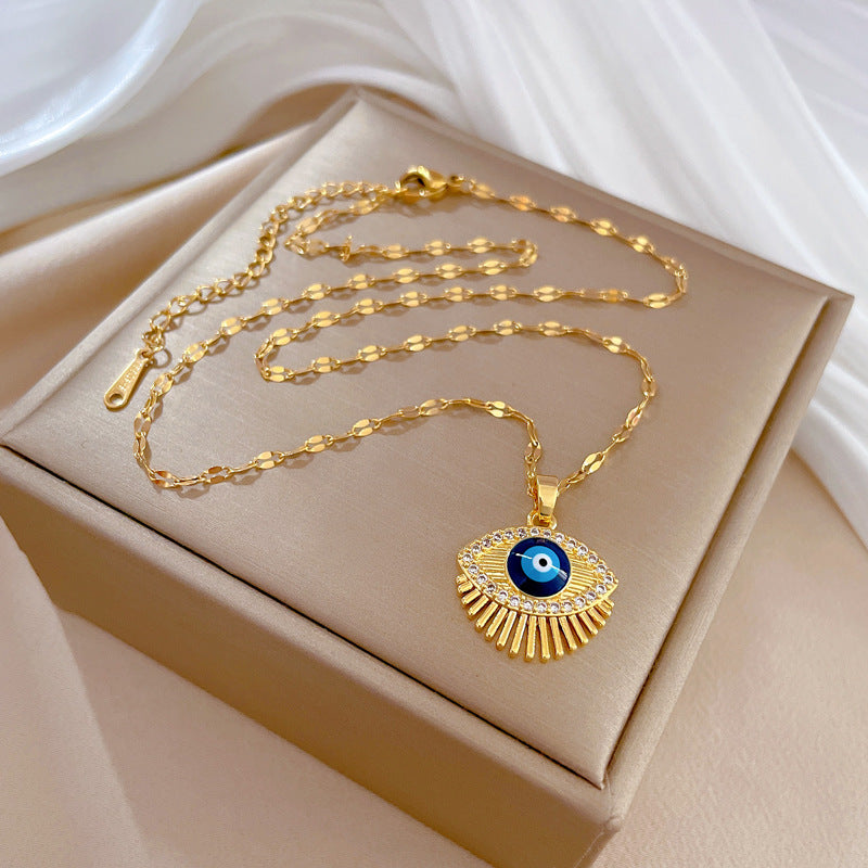 Collana geometrica da donna in acciaio al titanio di lusso, catena per clavicola dolce e fresca