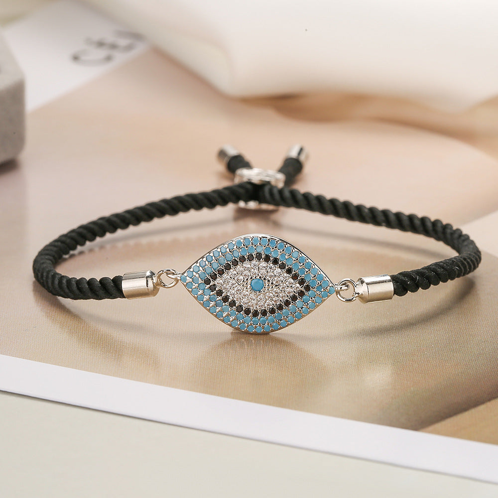 Geometric Evil Eye Bracelet for Women in Copper with Real Gold Plating and Zircon Inlay