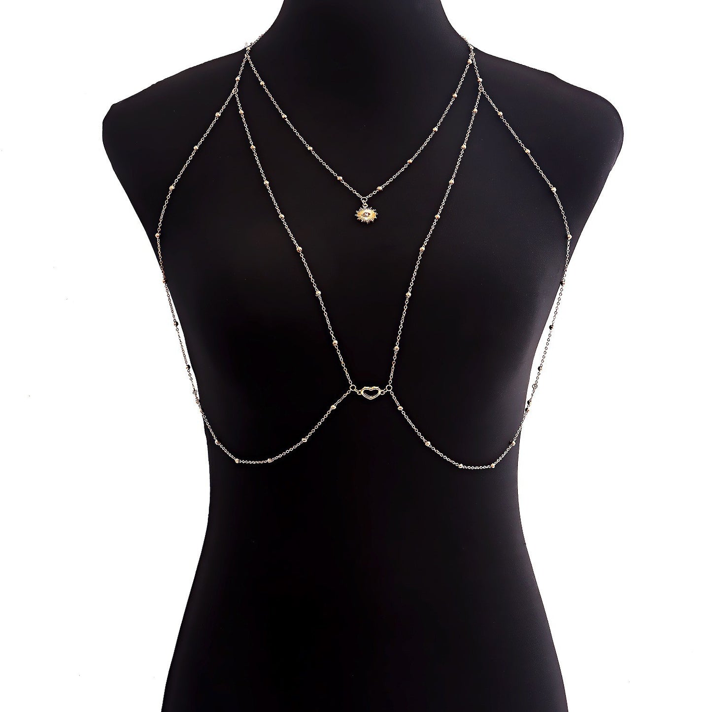 Minimalist Geometric Body Chain for Women with Alloy Beads and Plated Finish