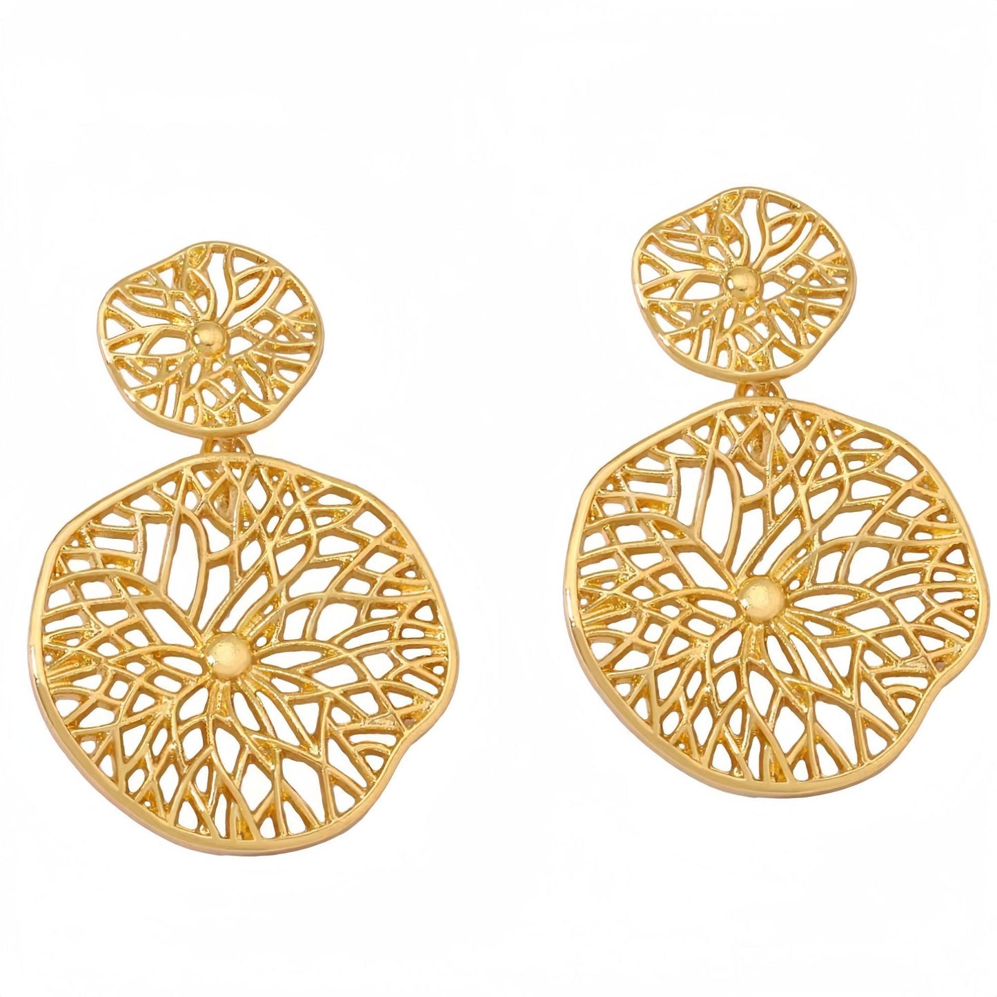 Pendientes de acero inoxidable circulares irregulares minimalistas con diseño hueco y acabado chapado para mujer