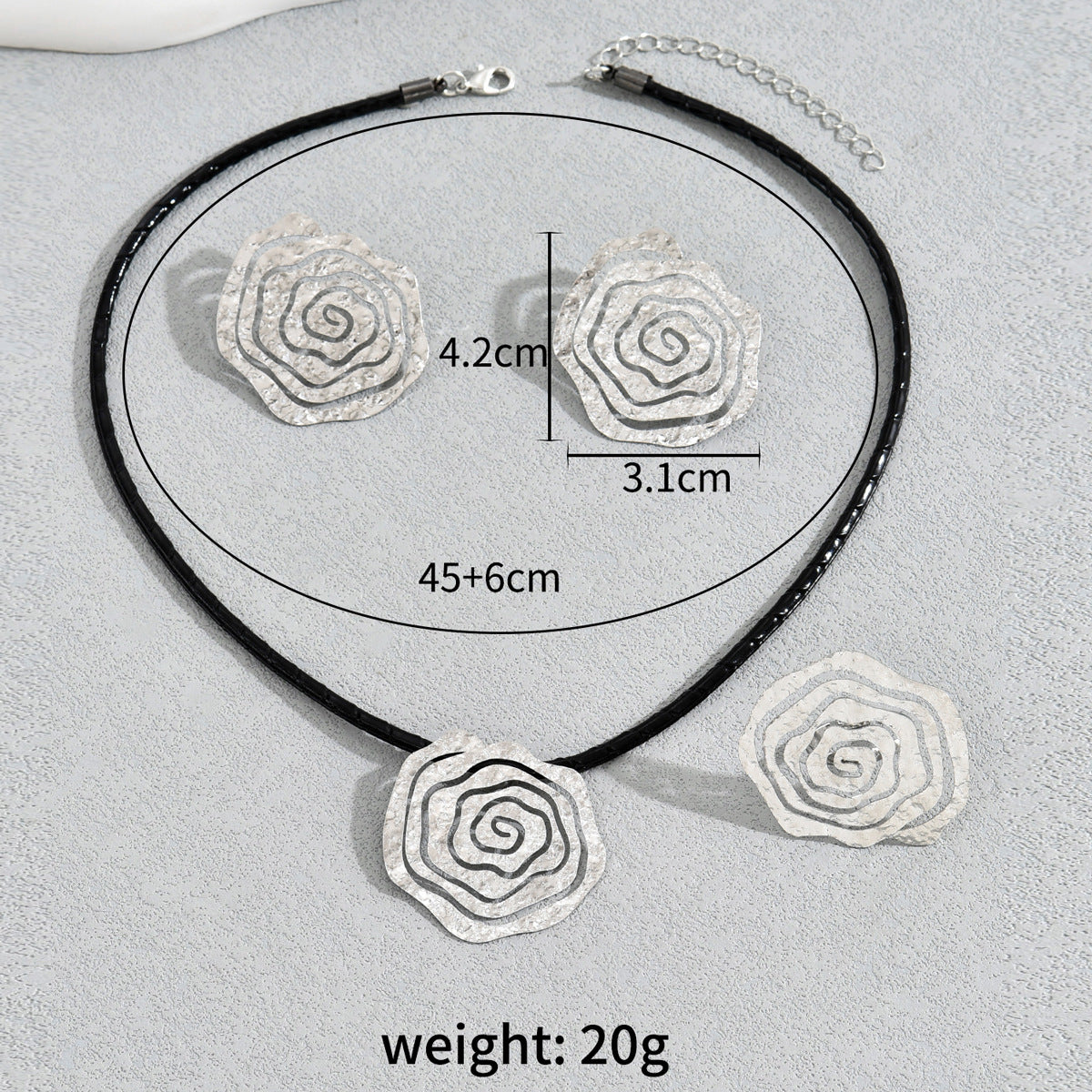 Conjunto de collar, pendientes y pulsera con diseño floral de rosas dulces y atrevidas de aleación para mujer