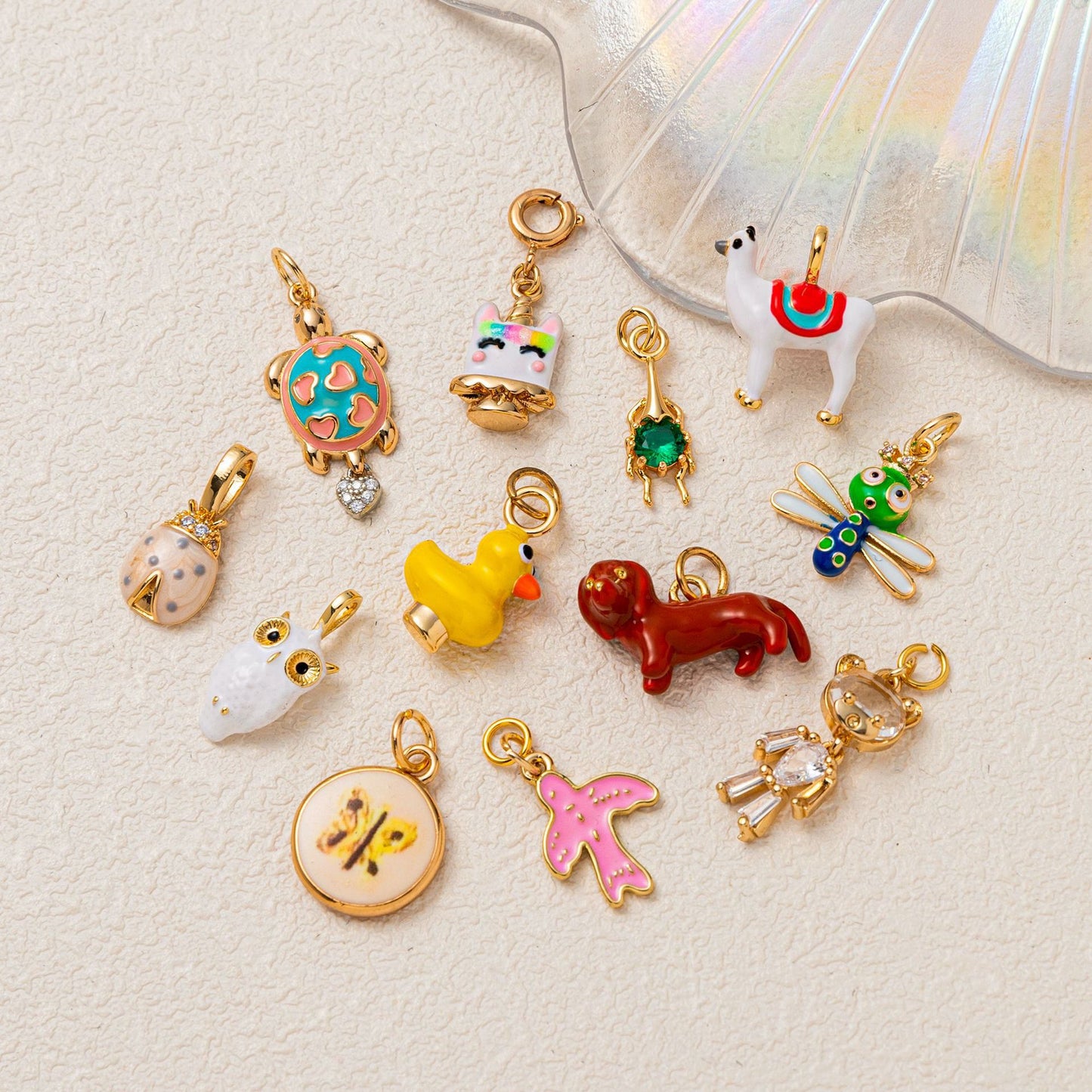 Minimalist Luxury 18K Gold Plated Brass Animal Pendant with Cubic Zirconia Charm Bar for Unisex