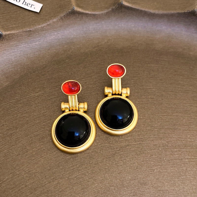 Vintage Art-Inspired Enamel Square Stud Earrings for Women with Stainless Steel Posts