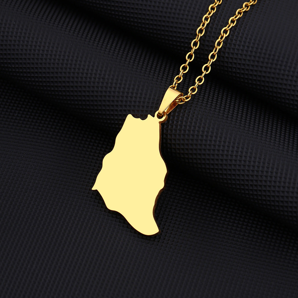 Collana con Pendente Geometrico Stile Etnico da Donna in Acciaio Inossidabile con Pendente in Acciaio al Titanio e Finitura Galvanica, Catena a O Leggera da Maglione