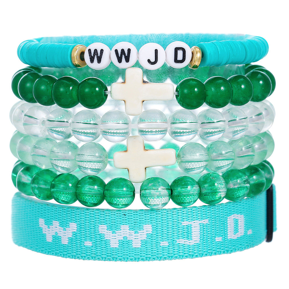 Unisex Geometric Cross Round Resin Bracelet