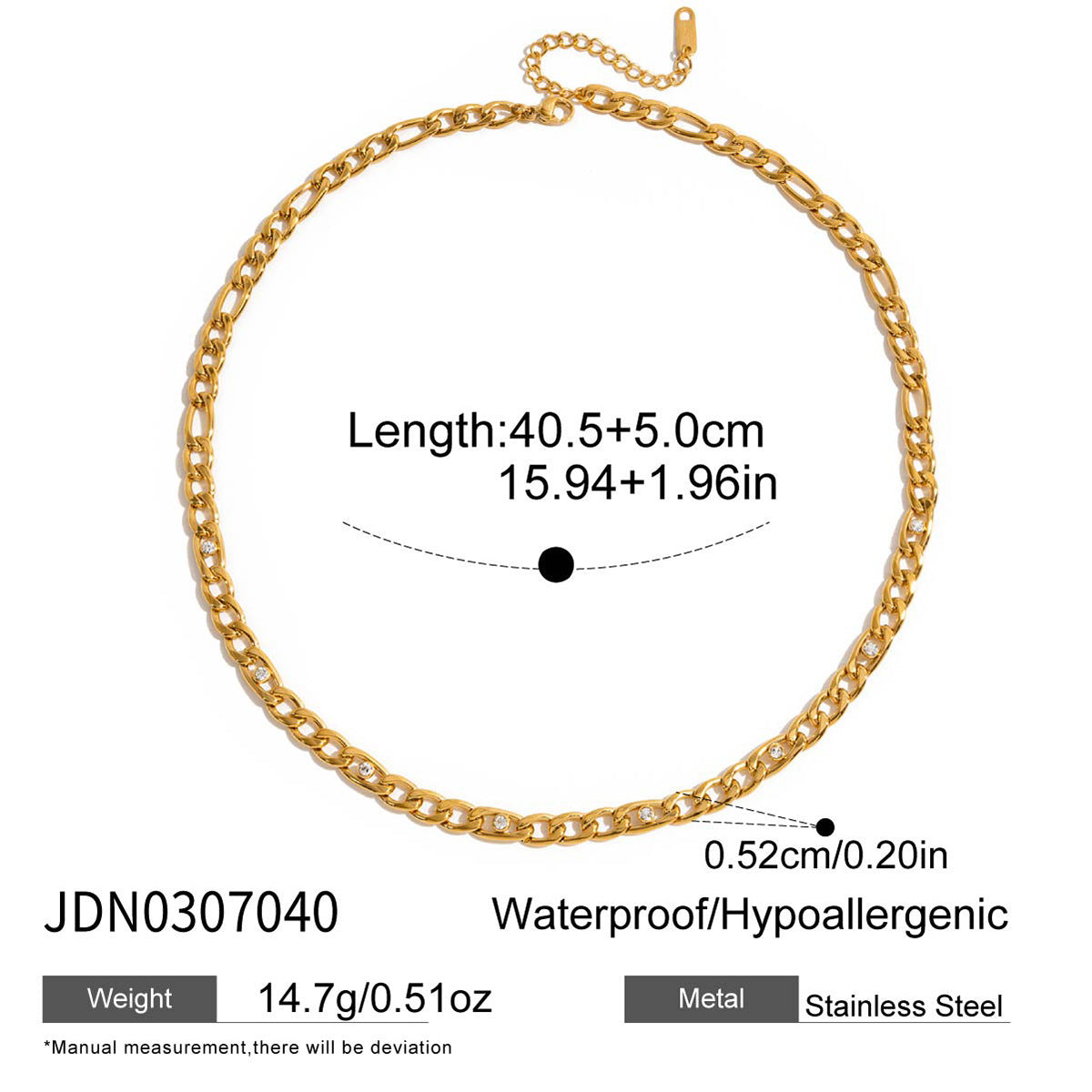 Minimalist Elegant Geometric Oval Hollow PVD Stainless Steel Necklace for Women