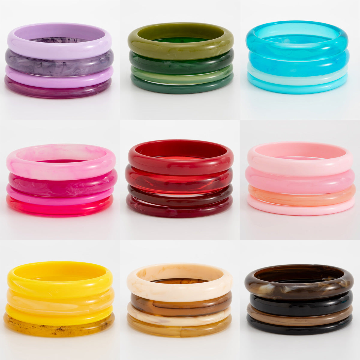 Fashion Gradient Geometric Resin Bangle Bracelet