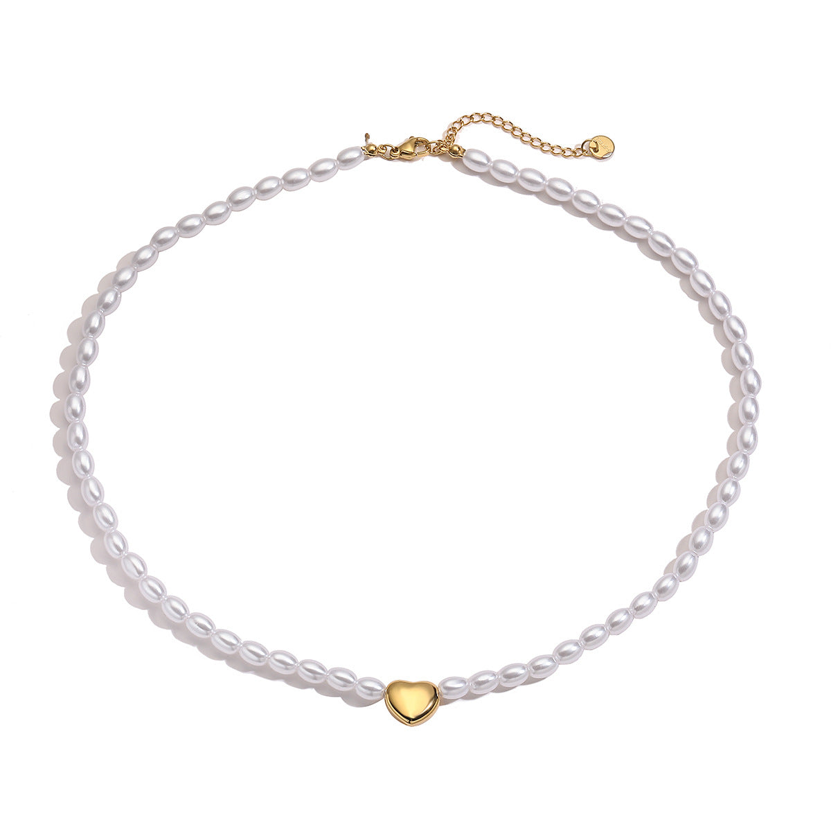 Collar Minimalista de Perlas de Acero Inoxidable con Baño de Oro de 18K en Forma de Corazón para Mujer con Delicado Diseño de Clavícula