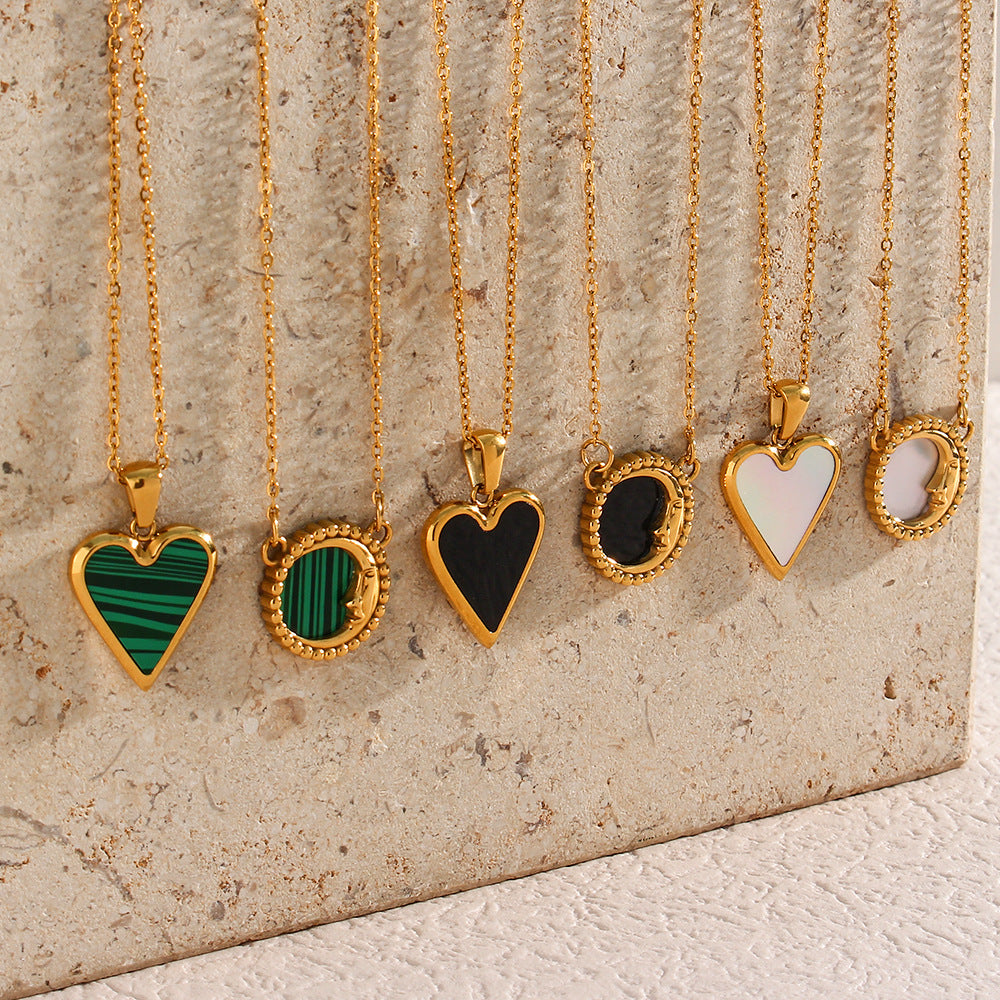 Minimalist Heart-Shaped Acrylic Pendant Necklace with Stainless Steel Chain and Electroplated Finish for Women