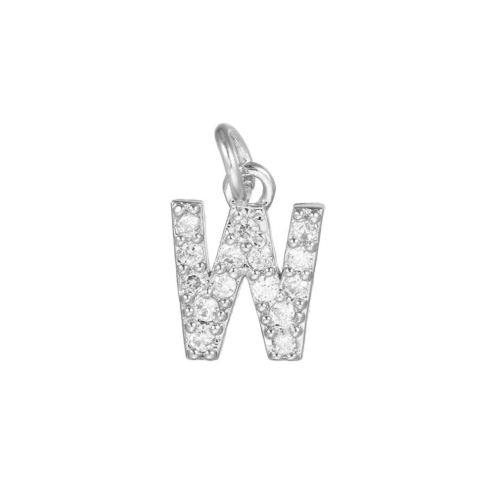 18K Gold Plated Brass Letter Cubic Zirconia Inlay Charm Bar