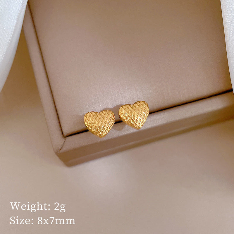 Minimalist Sweet Geometric Titanium Steel Plated Stud Earrings