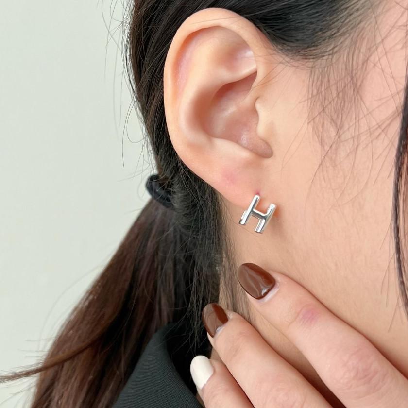 Minimalist Letter Stud Earrings for Women in 925 Sterling Silver with Gold Plating