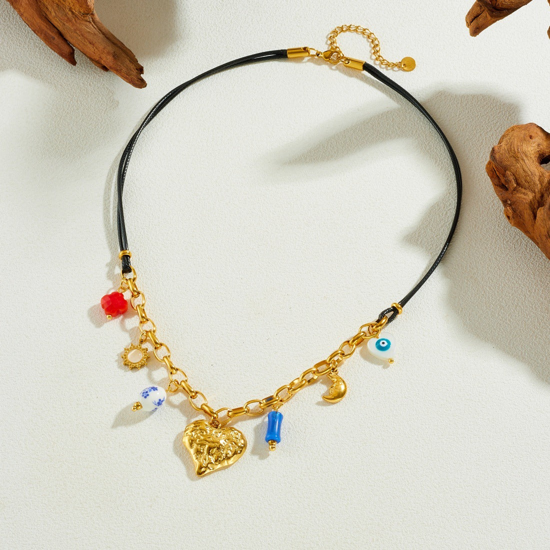 Vintage Gold Plated Irregular 3D Heart Stainless Steel Necklace