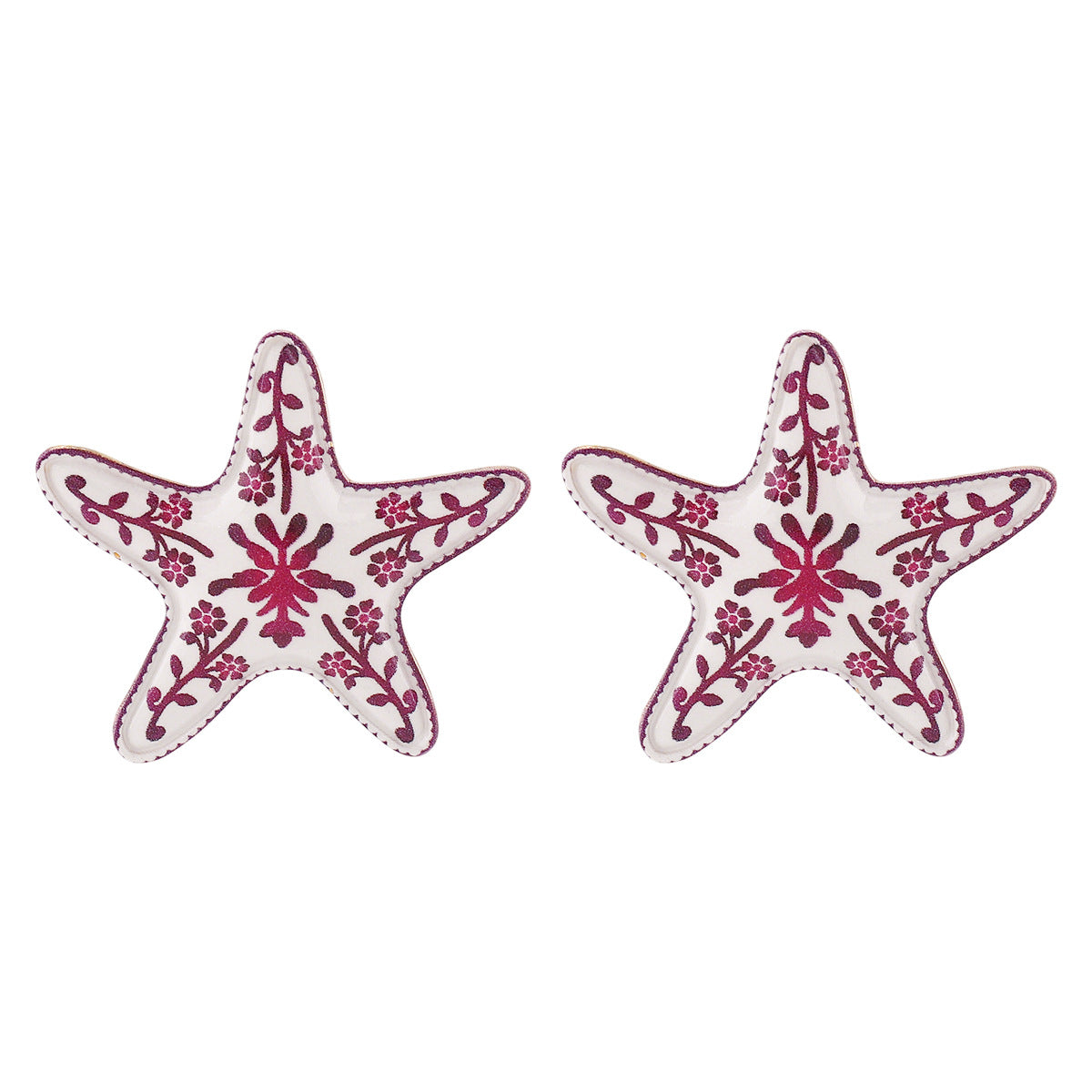 Eleganti Orecchini a Stella Marina in Smalto da Donna con Perno in Acciaio Inossidabile, Design Floreale in Stile Vacanza