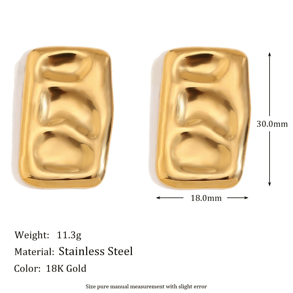 Orecchini a perno geometrici irregolari da donna in stile francese vintage, realizzati in acciaio inossidabile con placcatura in oro 18 carati