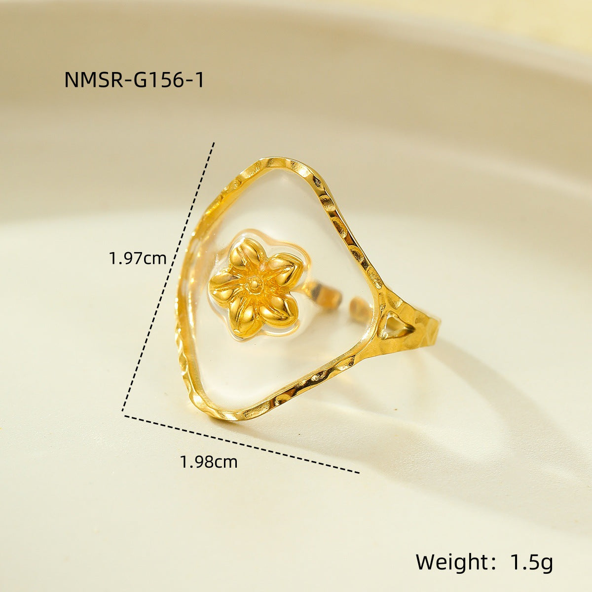 Anello in acciaio inossidabile a forma di cuore con geometria regolabile in stile vintage con finitura placcata