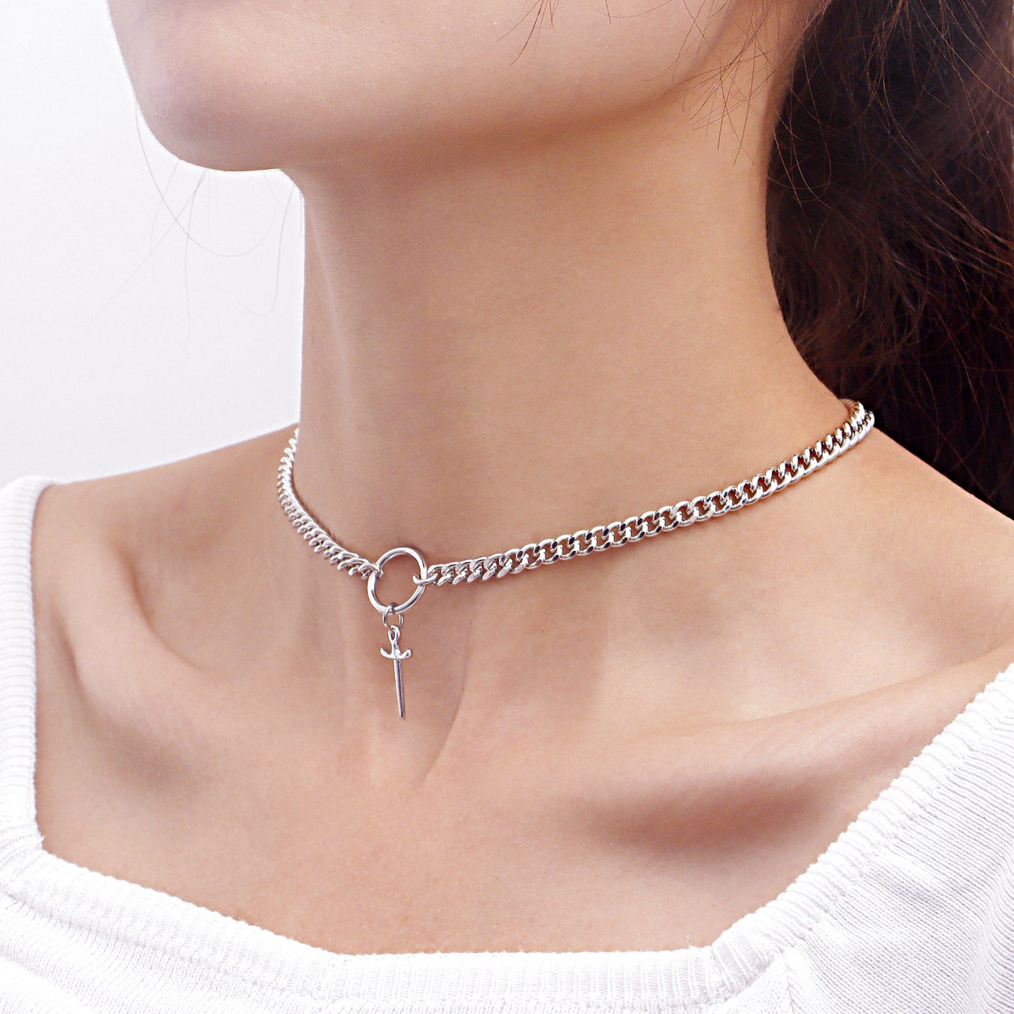 Collana girocollo minimalista con ciondolo a croce da donna, in lega geometrica, con finitura galvanizzata, design resistente allo sbiadimento