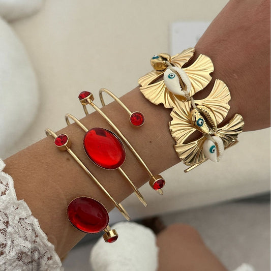 Pulsera de Aleación Chapada con Estrellas de Mar Geométricas Estilo Vacaciones para Mujer