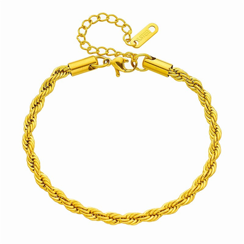 Set Collana E Bracciale A Catena Intrecciata In Acciaio Al Titanio, Finitura Galvanica, Design Minimalista Vintage
