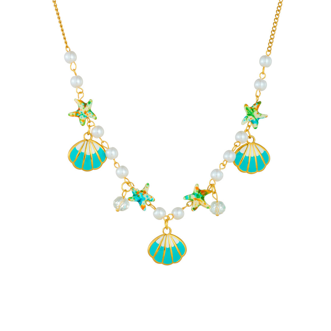 Sweet Starfish Stainless Steel Plated Ball Chain Necklace for Women