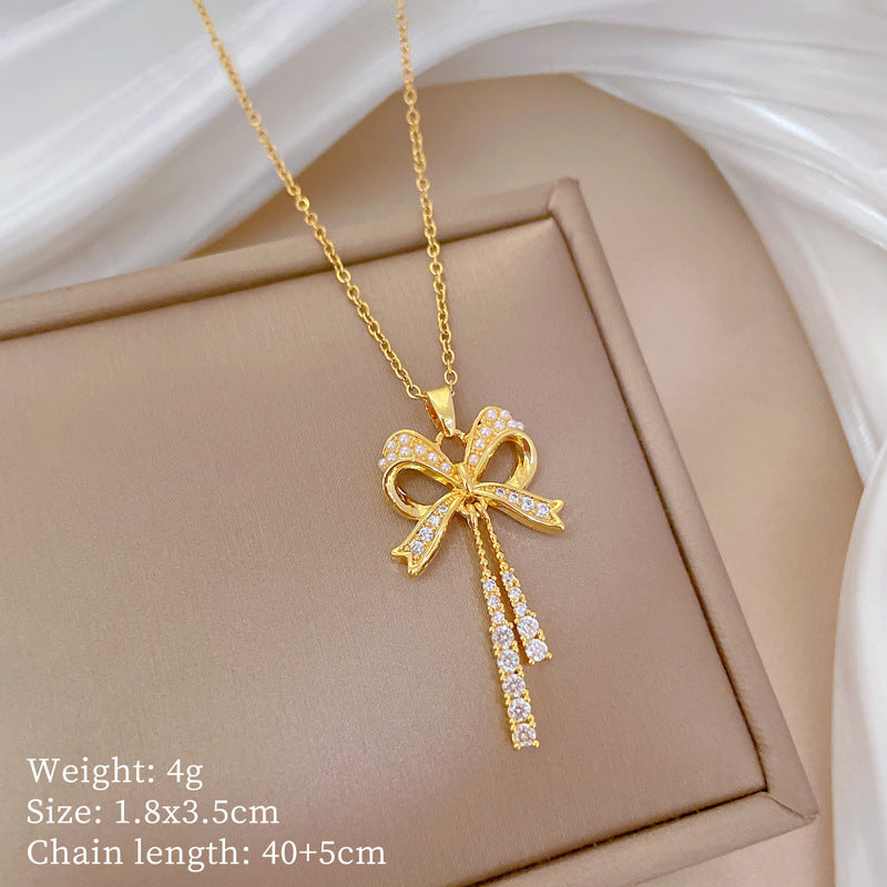 Collar de titanio con diamantes de imitación, cielo estrellado geométrico, para mujer, cadena de labios minimalista, estilo dulce