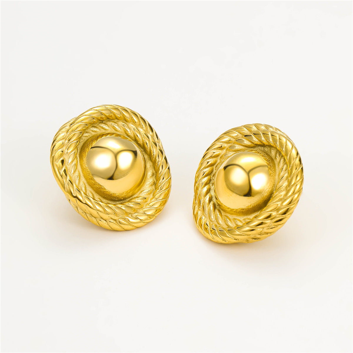 Orecchini Rotondi da Donna in Acciaio Inox Stile Vintage Placcati Oro 18K