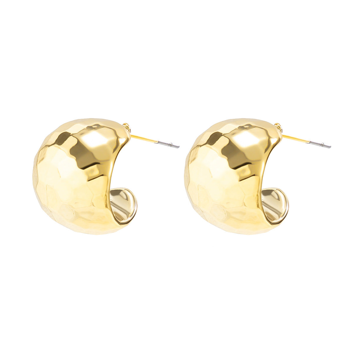 Pendientes minimalistas de acero inoxidable geométricos redondos con acabado de espejo y superficie chapada para mujer