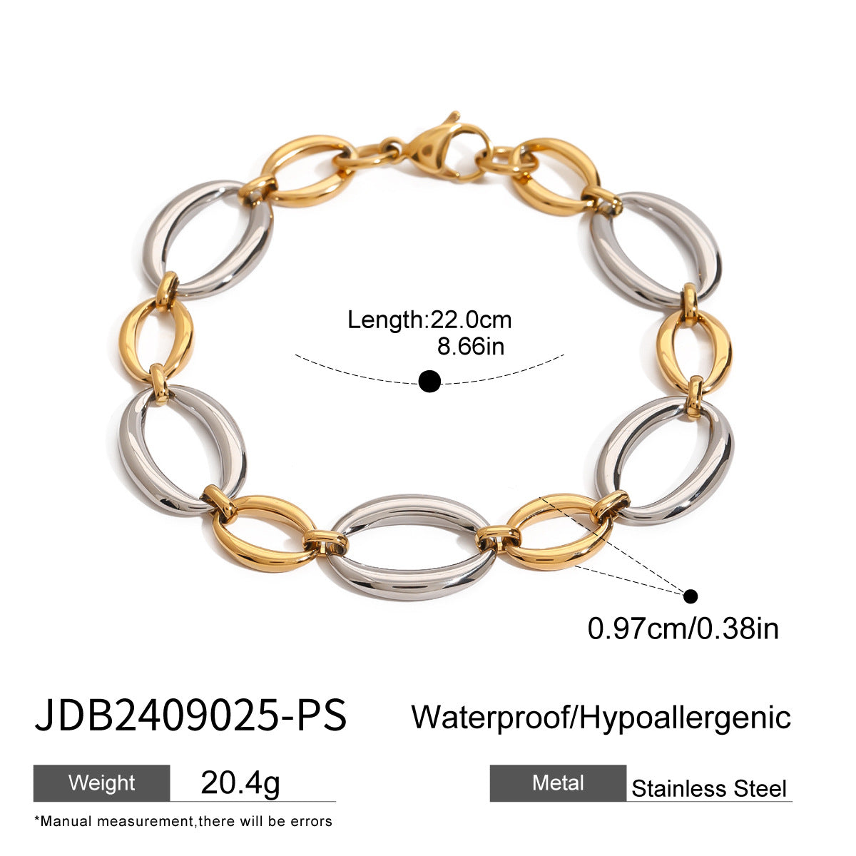 Geometric Plated Stainless Steel Bracelet for Women