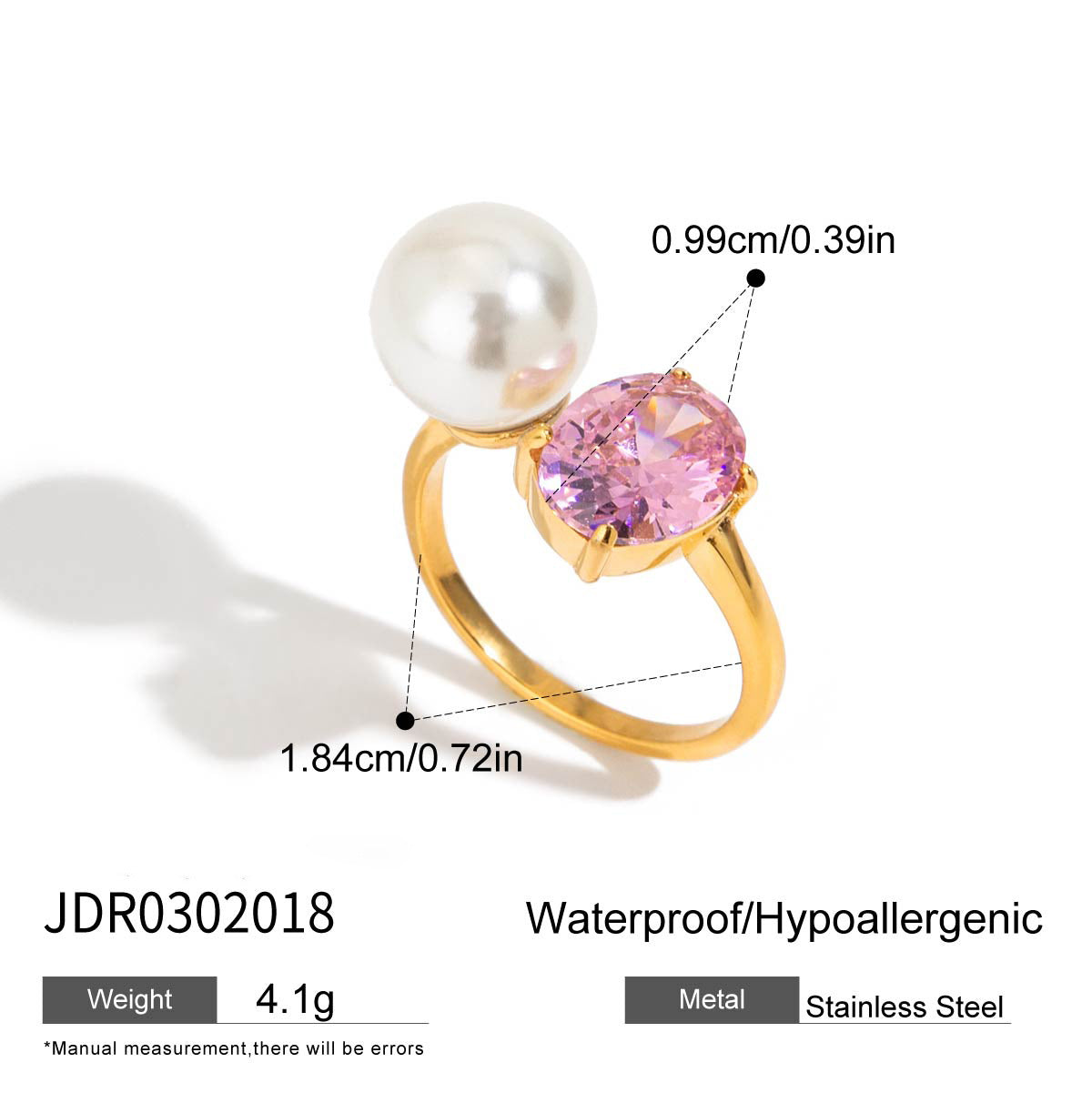 Elegant Geometric Stainless Steel Ring Bracelet Set with Cubic Zirconia for Women