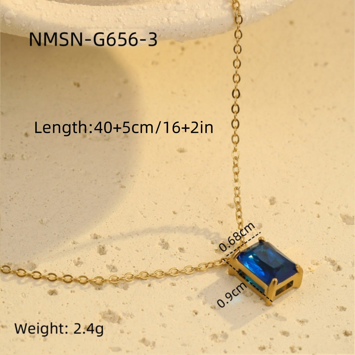 Minimalist Square Zirconia Pendant Necklace in Stainless Steel with Plated Finish for Women