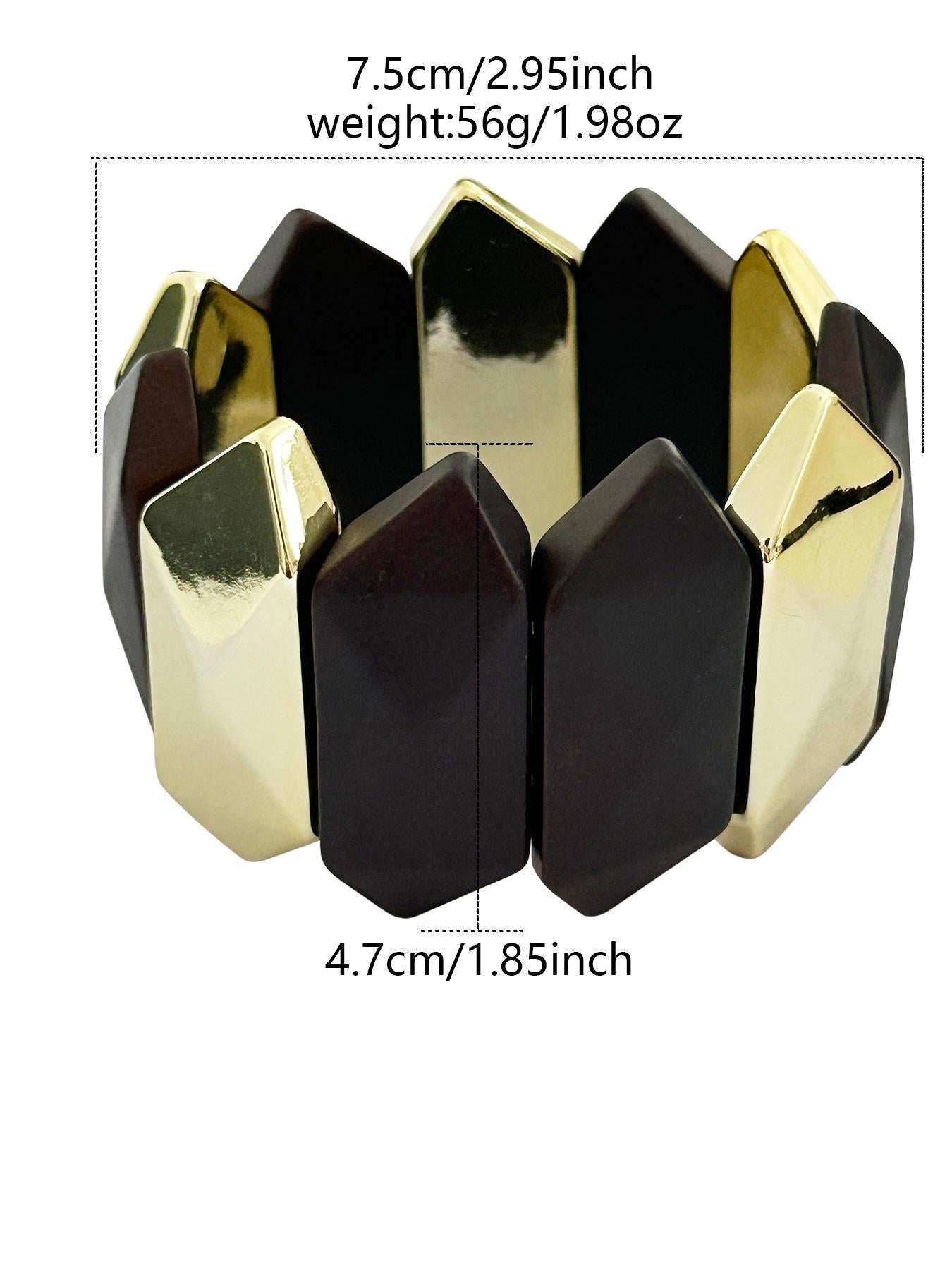 Bracciale in acrilico lucidato geometrico minimalista con perline fatte a mano, tono marrone